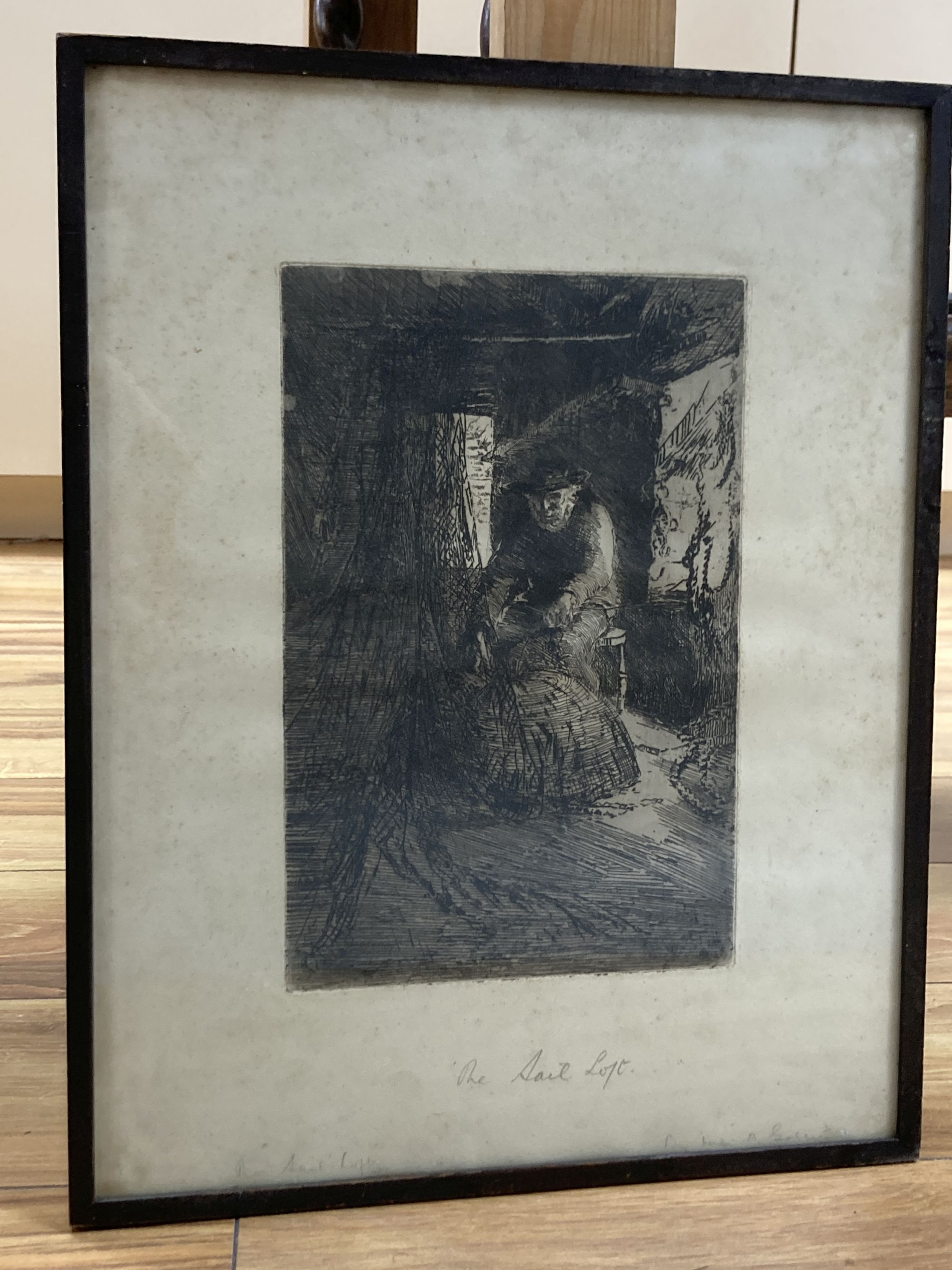 Mary Ada Gaton (1899-1928), etching, The Sail Loft, inscribed in pencil, 27.5 x 18cm